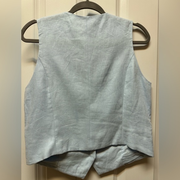 Mango Linen Light Blue Sleeveless Vest - Picture 5 of 8